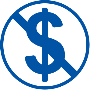 dollar sign with line through it for no  additional cost