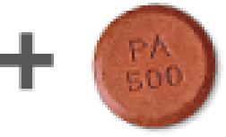 Plus sign and one Velphoro tablet