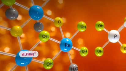 Illustration of the Velphoro iron-based molecule attracting a phosphate molecule. 